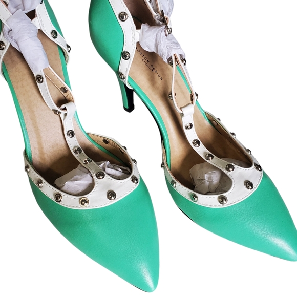 NEW IN BOX Boston Design Studios Women's Heels Studded Pumps Mint Size 8.5 - Picture 8 of 15